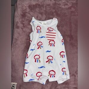 Mayoral White Sleeveless Jellyfish Print Romper Pajamas - Red & Blue Accents